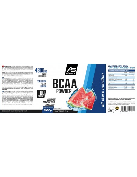 10.000mg La polvere BCAA Top di All Stars: aminoacidi per i tuoi muscoli