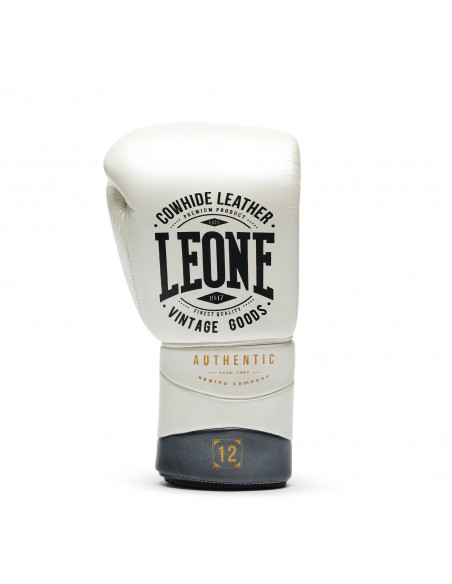 Leone Authentic blanc/or : des gants de boxe top lacés pour les pros
