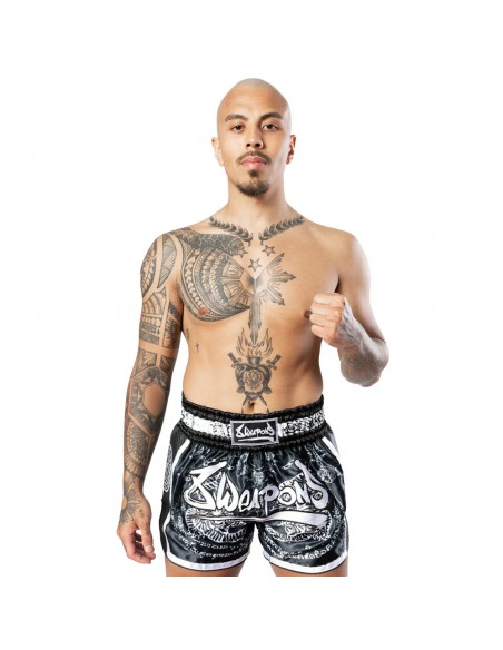 8 Weapons Sak Yant Tigers - Pantaloncini Muay Thai Carbon da comprare online