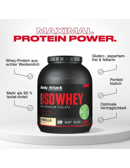 Extreme Iso Whey: oltre 10.000 mg di BCAA e 7.600 mg di glutammina per porzione