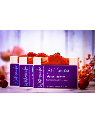 Handmade exfoliating soap watermelon - summer edition - ViviSoaps