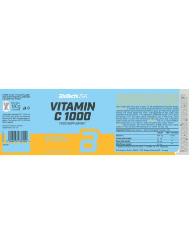 BioTech USA Vitamina C 1000: Potenziamento del sistema immunitario e non solo!