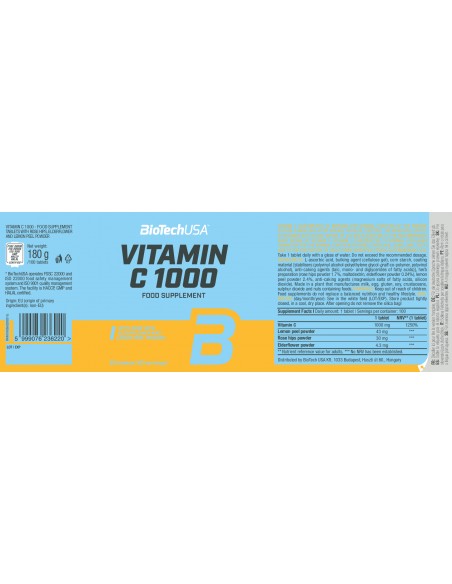 BioTech USA Vitamine C 1000 : un boost de puissance pour ton système immunitaire et plus encore !