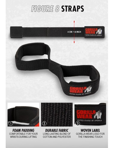 Lifting Straps Figure 8 - Gorilla Wear buy in Swiss online shop