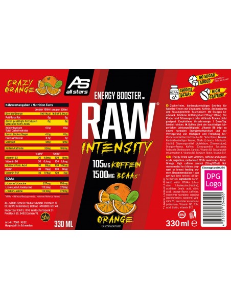 Potenza e gusto: la bevanda BCAA ALL STARS Energy con aroma di arancia