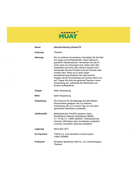 Namman Muay Thai Öl - Box-Liniment im Schweizer Onlineshop kaufen