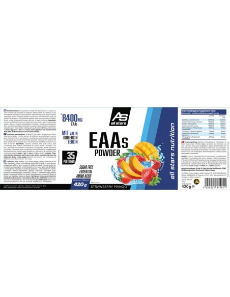 EAA`s Pulver - alle Essentielle Aminosäuren von All Stars kaufen