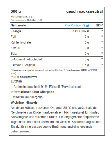 BioTech USA L-Arginine: For an improved muscle pump during training