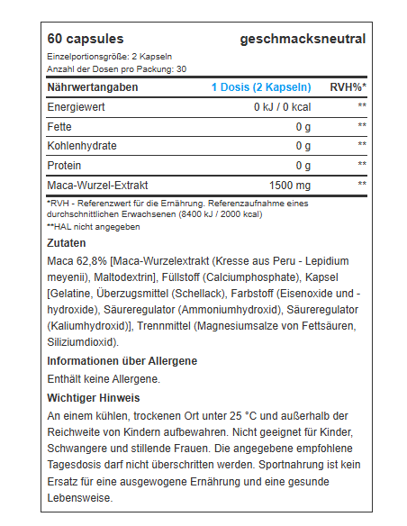 Maca - Wurzelextrakt - Bio Tech USA im Schweizer Onlineshop kaufen