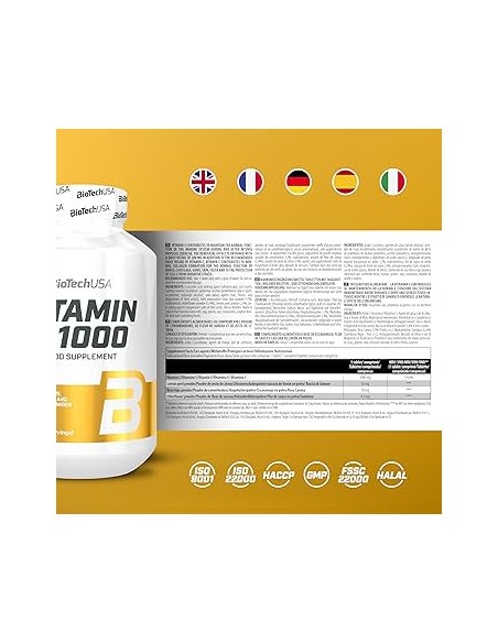 BioTech USA Vitamine C 1000 : un boost de puissance pour ton système immunitaire et plus encore !