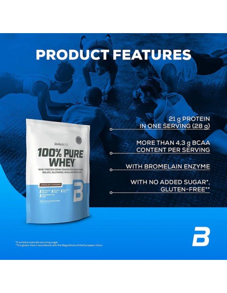 Acquista Pure Whey 100% proteine del siero del latte BioTech USA nel negozio online svizzero