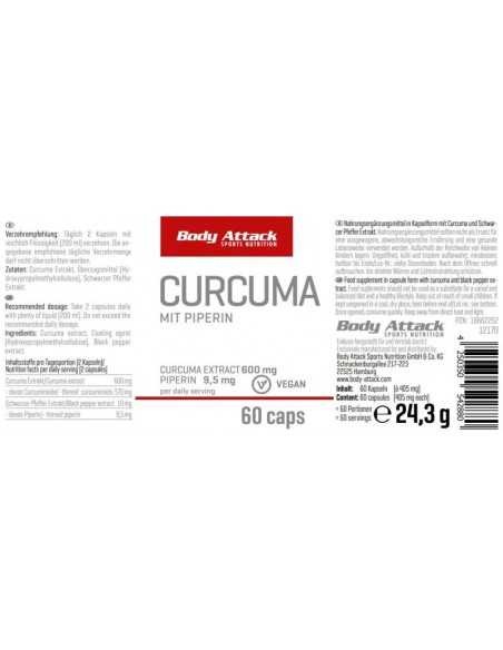 Curcuma Extrakt für optimale Fettverdauung - Body Attack