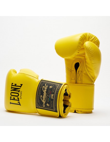Leone Sport Gants de boxe dorés faits main en cuir de vache