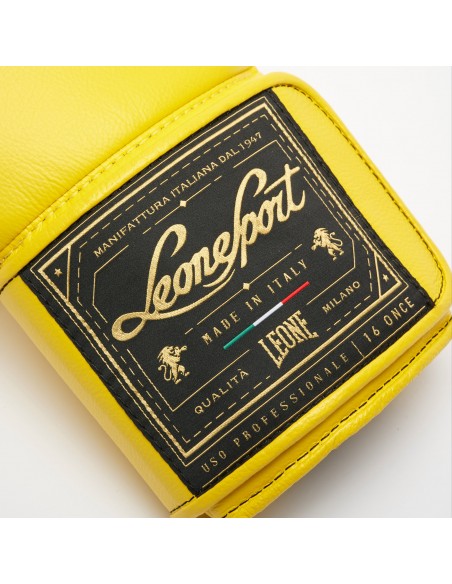 Leone Sport Gants de boxe dorés faits main en cuir de vache