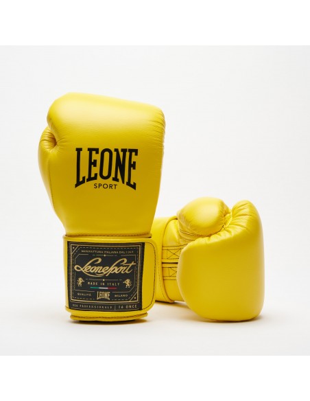 Leone Sport Gants de boxe dorés faits main en cuir de vache