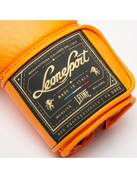 Leone Sport Handgemachte goldene Boxhandschuhe aus Rindsleder