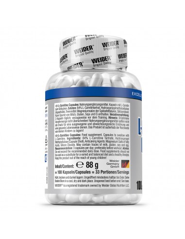 Transforme efficacement les acides gras en énergie cellulaire avec Weider L-Carnitine