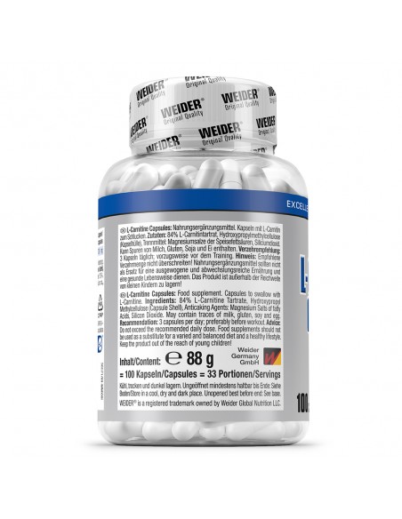 Transforme efficacement les acides gras en énergie cellulaire avec Weider L-Carnitine
