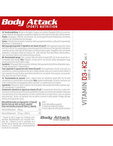 Des muscles et des os forts grâce aux vitamines D3 + K2 - Body Attack