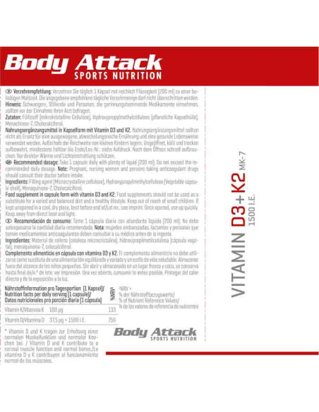 Des muscles et des os forts grâce aux vitamines D3 + K2 - Body Attack