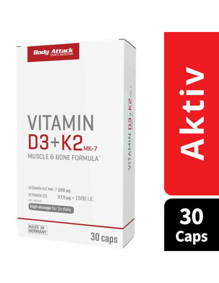 Body  Attack Vitamin D3 + K2 30Stk