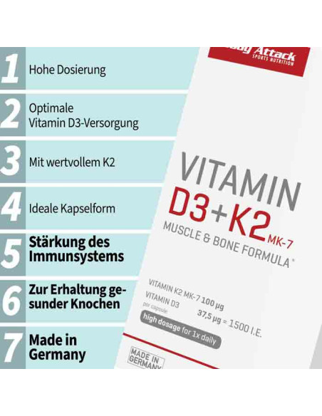Des muscles et des os forts grâce aux vitamines D3 + K2 - Body Attack