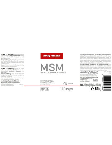 Boost your sulfur levels: BODY ATTACK MSM Caps