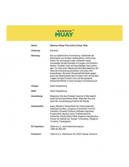Crème active Namman Muay - Achetez des échantillons dans la boutique en ligne suisse