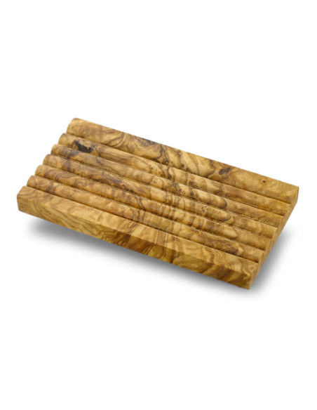 Hand-carved olive wood soap dish: elegance in the bathroom