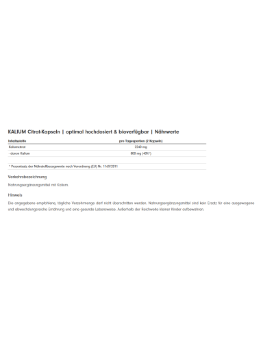 Kalium Citrat von Pro Fuel hochdosiert Elektrolyt Support für Training