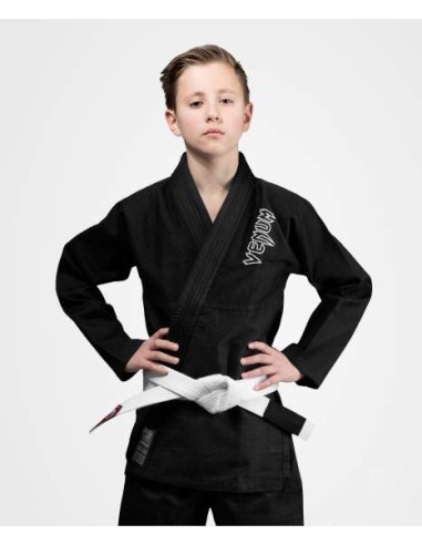 Venum Contender Kids BJJ Gi in black with white belt