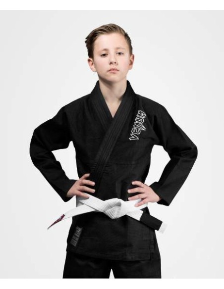 Venum Contender Kids BJJ Gi in black with white belt