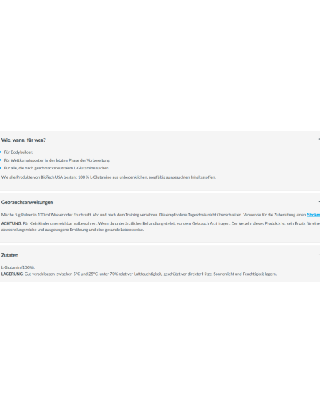 Potenziati con L-Glutammina al 100% di BioTech USA