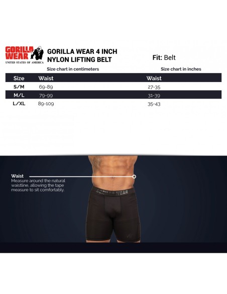 Stabiler Gorilla Wear 4 Zoll Gewichthebergürtel aus Nylon