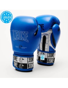 Gants de boxe Leone Iconic WAKO bleus 10 oz pour kickboxing