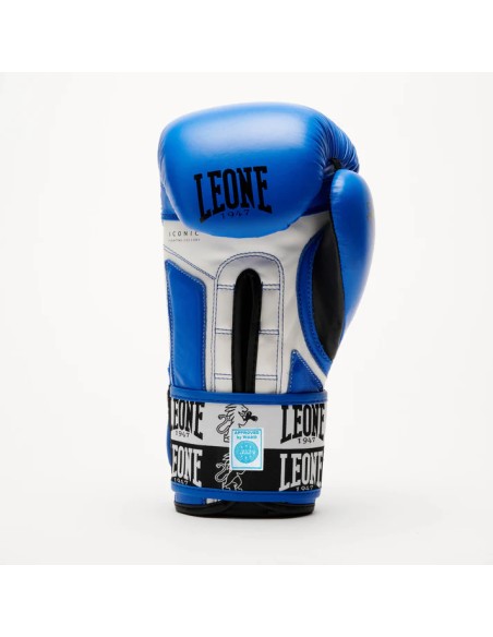 Gants de boxe Leone Iconic WAKO bleus 10 oz pour kickboxing
