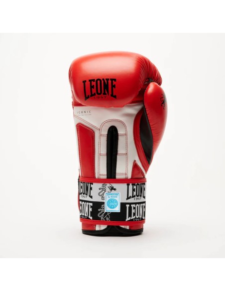 Gants de boxe Leone Iconic WAKO rouges pour kickboxing