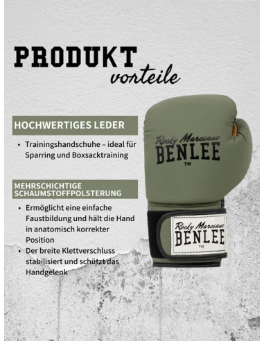 Benlee Evans Boxhandschuhe Kaki Leder