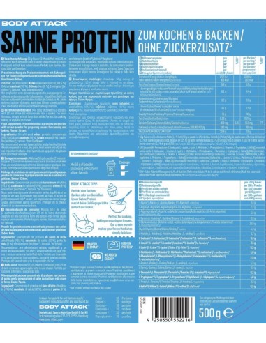 Proteine ​​della panna per cucinare e cuocere al forno di Body Attack