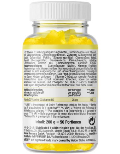 Weider Gummies Vitamine D Suisse | Immunité & Os
