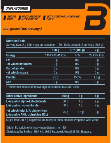 BioTech USA L-Arginine: For an improved muscle pump during training