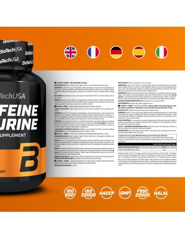Acheter Caffeine - Gélules de Taurine - BioTech USA dans notre boutique en ligne suisse