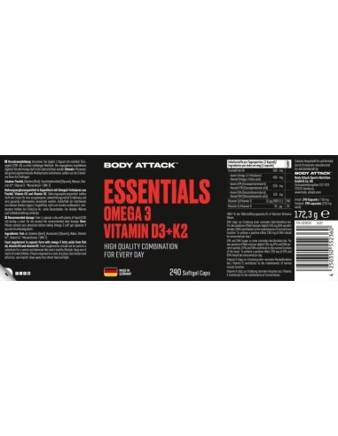 Body Attack Omega 3 + Vitamina D3 K2 – 240 capsule