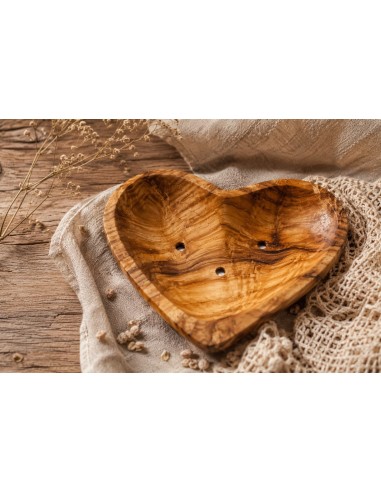 Portasapone a forma di cuore in legno d'ulivo di ViviSoaps
