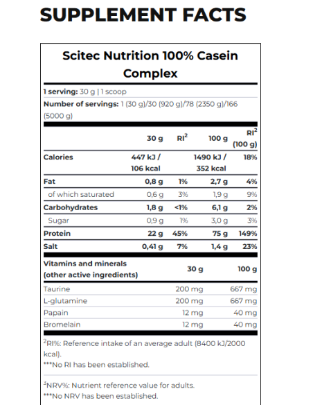 Buy Scitec 100% Casein Complex 920 g