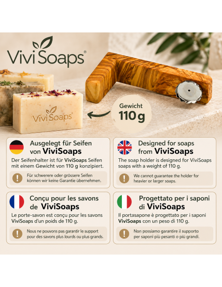 Porta sapone magnetico in legno d'ulivo naturale - Vivi Soaps