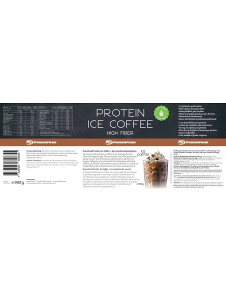 PowerFood Protein Ice Coffee + Fiber 900 g | Vikingstore