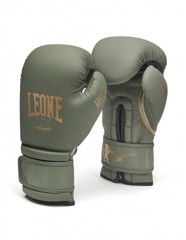 Scopri i guantoni da boxe Leone Military Edition: Verde opaco e oro