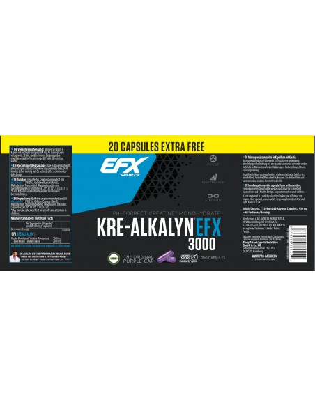EFX Kre-Alkalyn 3000 750 mg 260 Stk Etikett