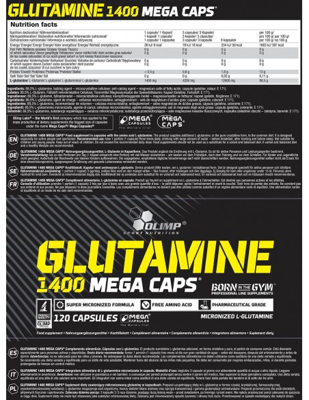 Pure L-glutamine: Olimp Glutamine Mega Caps 1400 mg